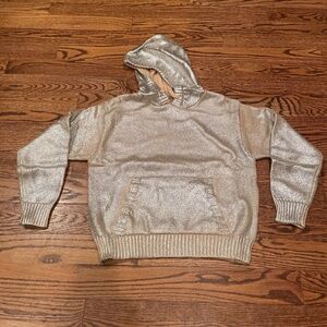 Unique Silver-Gold Knit Hoodie Size M